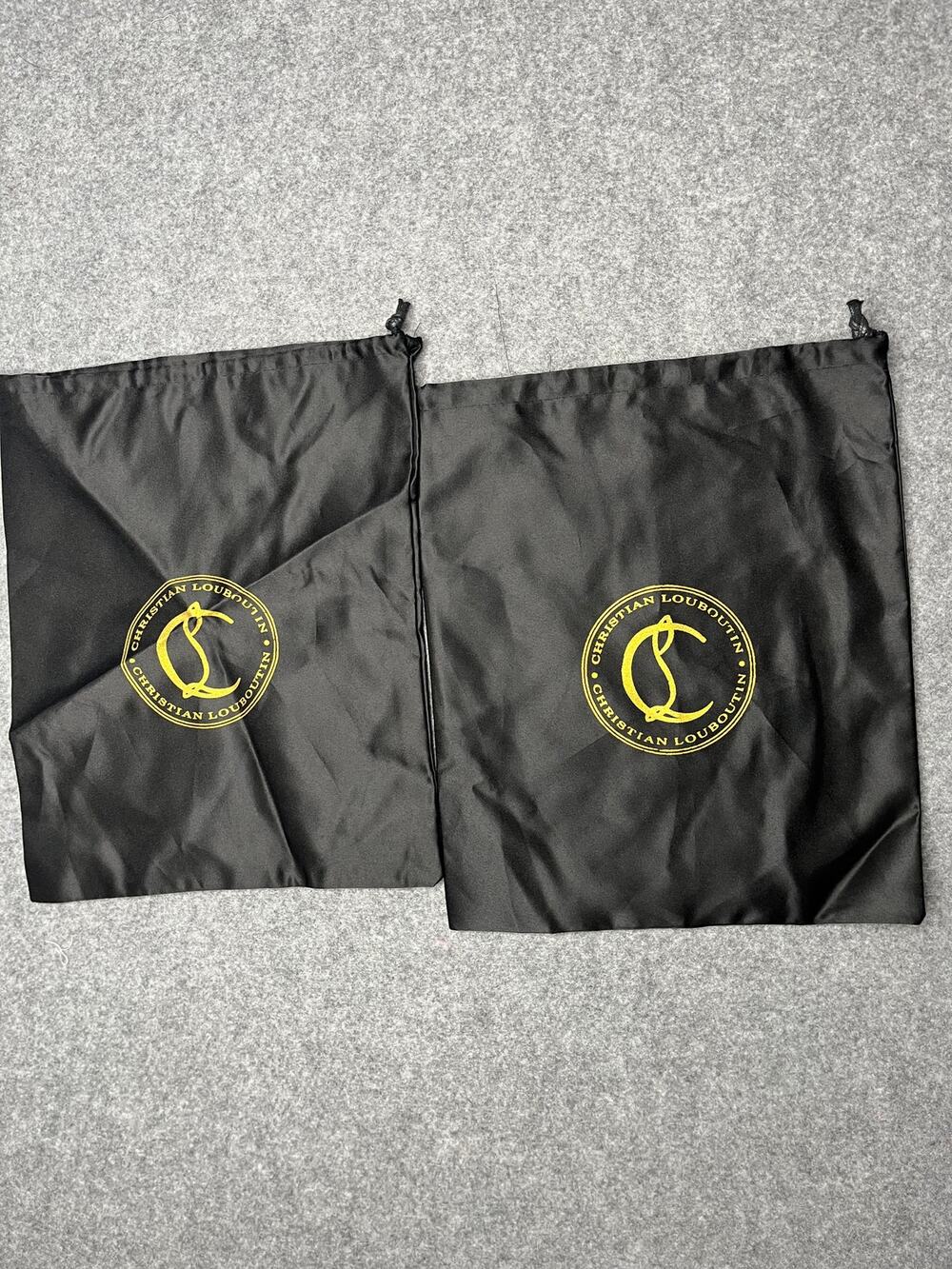 Set Of 2 Christian Louboutin Black Drawstring Dust Bag Gold Logo Storage Pouch